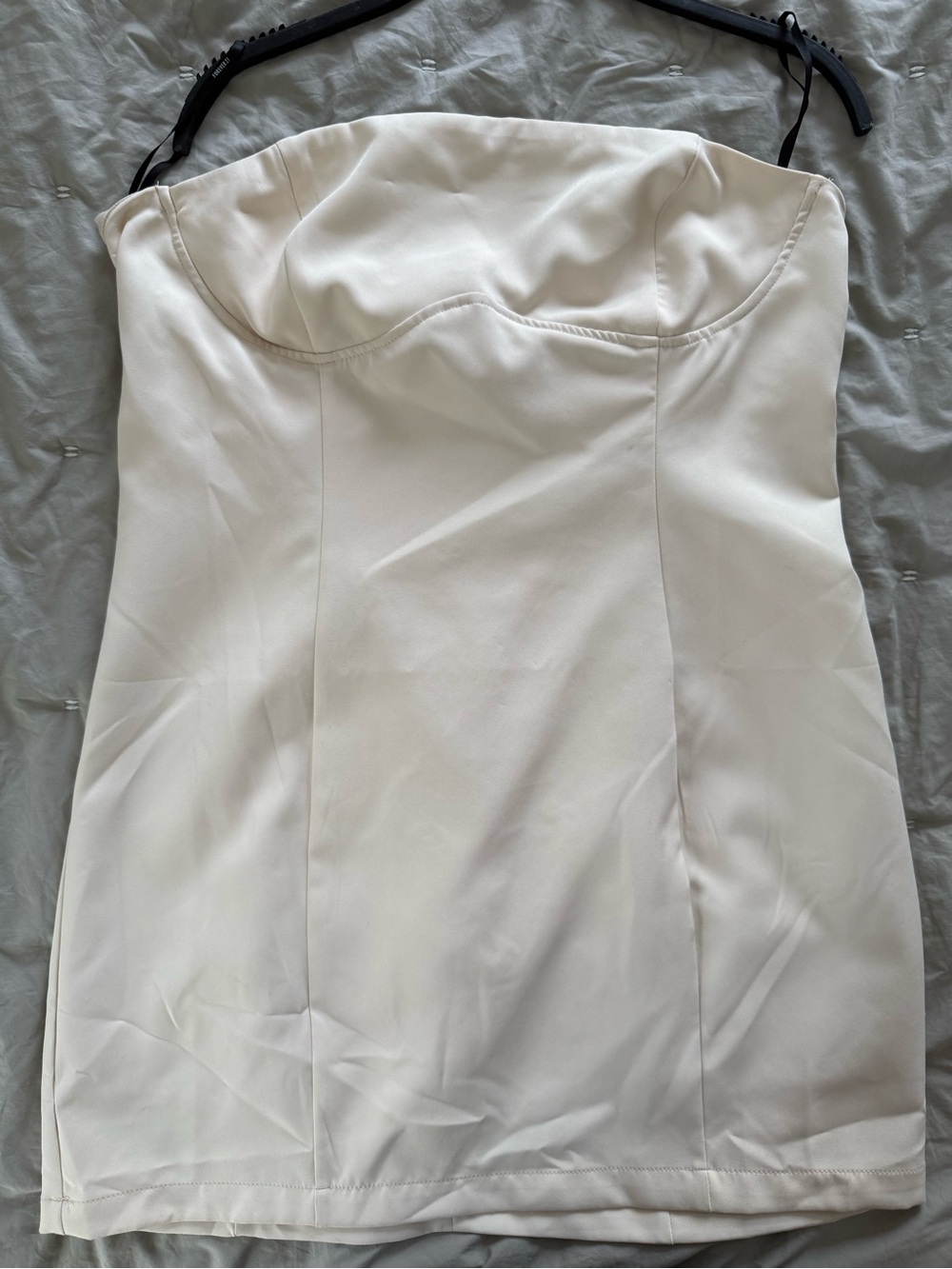 Forever 21 Strapless Cream Bodycon Mini Dress